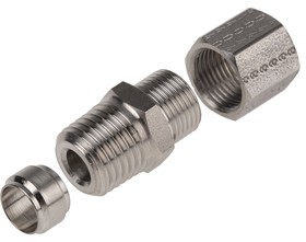 Фото 1/4 1805 08 13, Stainless Steel Pipe Fitting, Straight Hexagon Coupler, Male BSP 1/4in