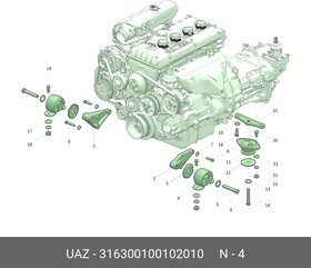 316300-1001020-10, Опора двигателя УАЗ-3163 с АКПП передняя (ОАО УАЗ)