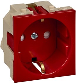 Фото 1/5 RN16-113-K, Розетка с заземляющими контактами, со шторками 16А 250В 45х45 (2 модуля) Wessen45, цвет красный RN16-113-K