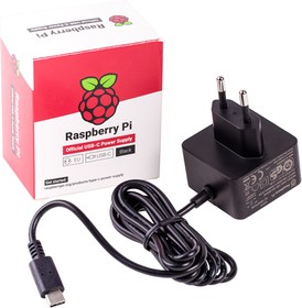 Фото 1/4 Official Raspberry Pi 4 Power Supply Black, Блок питания для Raspberry Pi 4, 5.1В, 3A, USB-C (вилка EU) блок питания
