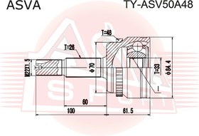 Фото 1/3 ШРУС наружный TOYOTA CAMRY ASV50 2011  2,5AT ASVA TY-ASV50A48