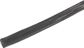 06240007010, Expandable Braided PET Black Cable Sleeve, 12mm Diameter, 50m Length