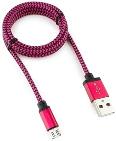 Фото 1/2 Кабель Gembird USB 2.0 Cablexpert CC-mUSB2pe1m, AM/microBM 5P, 1м, нейлоновая оплетка, алюминиевые разъемы, фиолетовый, пакет