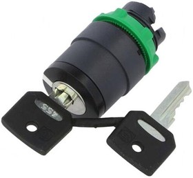 Фото 1/3 Key switch, unlit, latching, waistband round, front ring black, 2 x 90°, trigger position 0 + 1, mounting Ø 22 mm, ZB5AG4