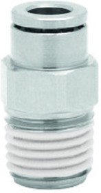 101250528, PNEUFIT 10 Series Straight Threaded Adaptor, R 1/4 Male to Push In 5 mm, Threaded-to-Tube Connection Style