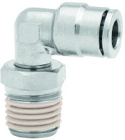 Фото 1/3 101470628, PNEUFIT 10 Series Swivel Elbow, R 1/4 Male to Push In 6 mm, Threaded-to-Tube Connection Style