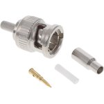 RF1-03-D-03-75, BNC Connector Plug, Male Pin 75 Ohms Free Hanging (In-Line) Crimp