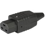 Appliance inlet C21, 3 pole, cable assembly, screw connection, 1.5 mm², black ...