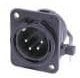 NC4MDM3-H-BAG, DL Series - 4 pole male receptacle - horizontal PCB mount - black metal housing, silver contacts - M3 mounting ho ...