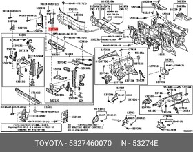 53274-60070, КPОНШТЕЙН ПЕPЕДНЕГО БАМПЕPА