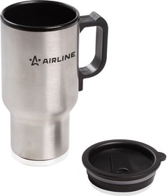 Фото 1/3 Термокружка (чайник автомобильный) с подогревом, нержавейкапластик, 450 мл, 12V24W ( ) AIRLINE ABK-12-10