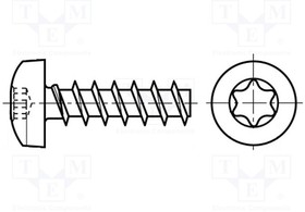 B4X10/BN84229, Винт; 4x10; Головка: цилиндрическая; Torx®; закаленная сталь