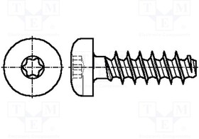 B3X8/BN20138, Винт; для термопластов; 3x8; Головка: цилиндрическая; Torx®; сталь