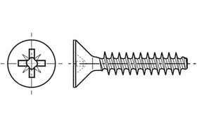 B4X12/BN20094, Винт, для термопластов, 4x12, Головка: потайная, Pozidriv, сталь
