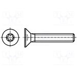 B2X4/BN20039, Винт, M2x4, Головка потайная, Torx, кислотостойкая сталь А4, TX06