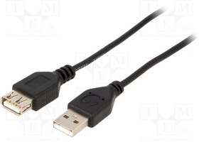 CC-USB2-AMAF-75CM/300-BK, Кабель; USB 2.0; гнездо USB A,вилка USB A; 0,75м; черный