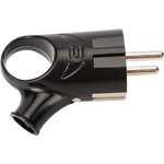 Вилка с/ з черная угл. с ушком 16А 250В инд. упак. 5/ 20/ 600 1013538