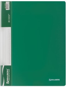 Фото 1/8 Папка 20 вкладышей BRAUBERG стандарт, зеленая, 0,6 мм, 221593