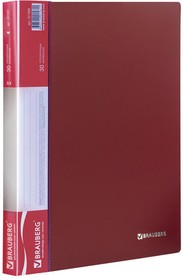 Фото 1/10 Папка 30 вкладышей BRAUBERG стандарт, красная, 0,6 мм, 221598