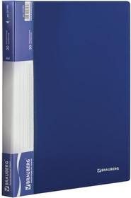 Фото 1/8 Папка 30 вкладышей BRAUBERG стандарт, синяя, 0,6 мм, 221599