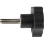 166263 Black Multiple Lobes Clamping Knob, M6, Threaded Stud