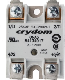 Фото 1/2 84134917, Sensata Crydom GNA5 Series Solid State Relay, 25 A rms Load, Panel Mount, 280 V ac Load, 32 V dc Control
