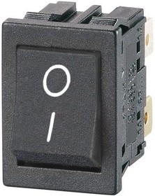 MP004802, Rocker Switch, DPST, 12 A, 250 VAC, Non Illuminated, Panel, Quick Connect, 21 mm x 15 mm, Black
