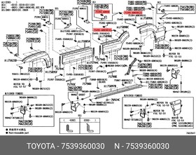 Фото 1/2 7539360030, Клипса молдинга двери TOYOTA LAND CRUISER PRADO 120 (2002-2009)