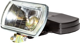 Фото 1/8 Фара-прожектор рабочего света КАМАЗ, МАЗ, спецтехника, прямоугольная, с крышкой (ФГ001 АЕ)