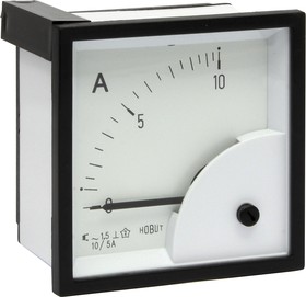 Фото 1/2 D72SD5A/0-10A, D72SD Analogue Panel Ammeter 0/10A For 10/5A CT AC, 72mm x 72mm Moving Iron