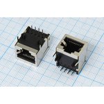 Разъем телефонный TJS-8P8C[RJ-45] розетка, контакты 8P, на плату ...