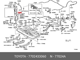 7702433060, Фильтр топливный Toyota Camry V40 2006-2011