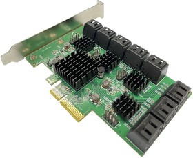 Фото 1/2 Контроллер Speed Dragon FG-EST25A-1-3L01 PCI-E SATA 6G 16 port CARD, Asmedia ASM2806+4*ASM1064, RTL {100}