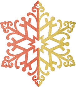 Фото 1/3 502-388, Елочная фигура Снежинка сказочная 40 см, цвет красный/золотой