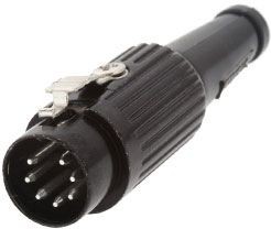 591-0800, 8 Pole Din Plug, DIN 41524, DIN 45322, DIN 45326, DIN 45327, DIN 45329, 2A, 34 V ac/dc, Latch Lock, Male, Cable