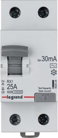 Фото 1/10 Выключатель дифференциального тока (УЗО) 2п 25А 30мА тип AC RX3 Leg 402024