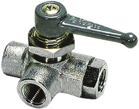 0452 06 13, Nickel Plated Brass 3 Way, Ball Valve, BSPP 1/4in, 40bar Operating Pressure