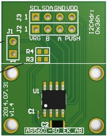 Фото 1/2 AS5601-SO_EK_AB, Magnetic Sensor Development Tools 12-Bit Rotary Sensor AdapterBRD Dual-Row