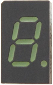 Фото 1/2 HDSP-A903, 7-сегментный светодиодный дисплей, Зеленый, 10 мА, 2 В, 1500 мккд, 1, 7.6 мм
