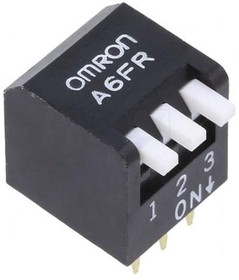 Фото 1/2 A6FR-3104, DIP Switches / SIP Switches 3 Pole Long Actuator (white)