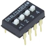 1825360-3, Switch DIP OFF ON SPST 4 Raised Slide 0.1A 24VDC PC Pins 1000Cycles ...
