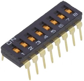 Фото 1/2 A6T-8102, DIP Switches / SIP Switches 8 POS FLAT ACT
