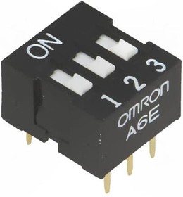 Фото 1/4 A6E-3101-N, DIP Switches / SIP Switches Flat actuator 3poles