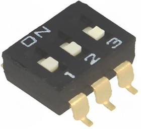 Фото 1/3 A6S-3102-H, 3 Way Surface Mount DIP Switch 3PST