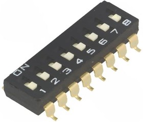 Фото 1/2 A6S-8101-H, DIP Switches / SIP Switches Dip Switch 8 Poles, Flat