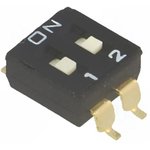 A6S-2102-H, DIP Switches / SIP Switches Flat with Seal Tape 2 Poles