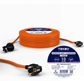 Фото 1/2 Удлинитель-шнур 1х10м с заземл. 6А IP20 3х0.75 TOKOV ELECTRIC TKE-SS10-075-Z