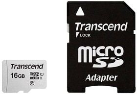 Фото 1/10 Карта памяти Transcend 300S microSDHC 16Gb UHS-I Cl10 +ад, TS16GUSD300S-A