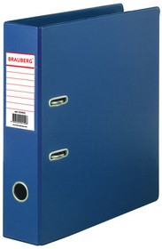 Фото 1/10 Папка-регистратор BRAUBERG с двухсторонним покрытием из ПВХ, 70 мм, синяя, 222655