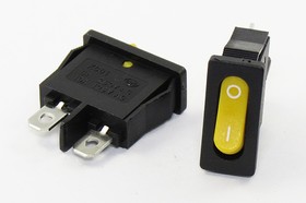 Фото 1/3 Переключатель клавишный, контакты 2T, 6A, ON-OFF, подсветка черная/желтая, MRS101-5